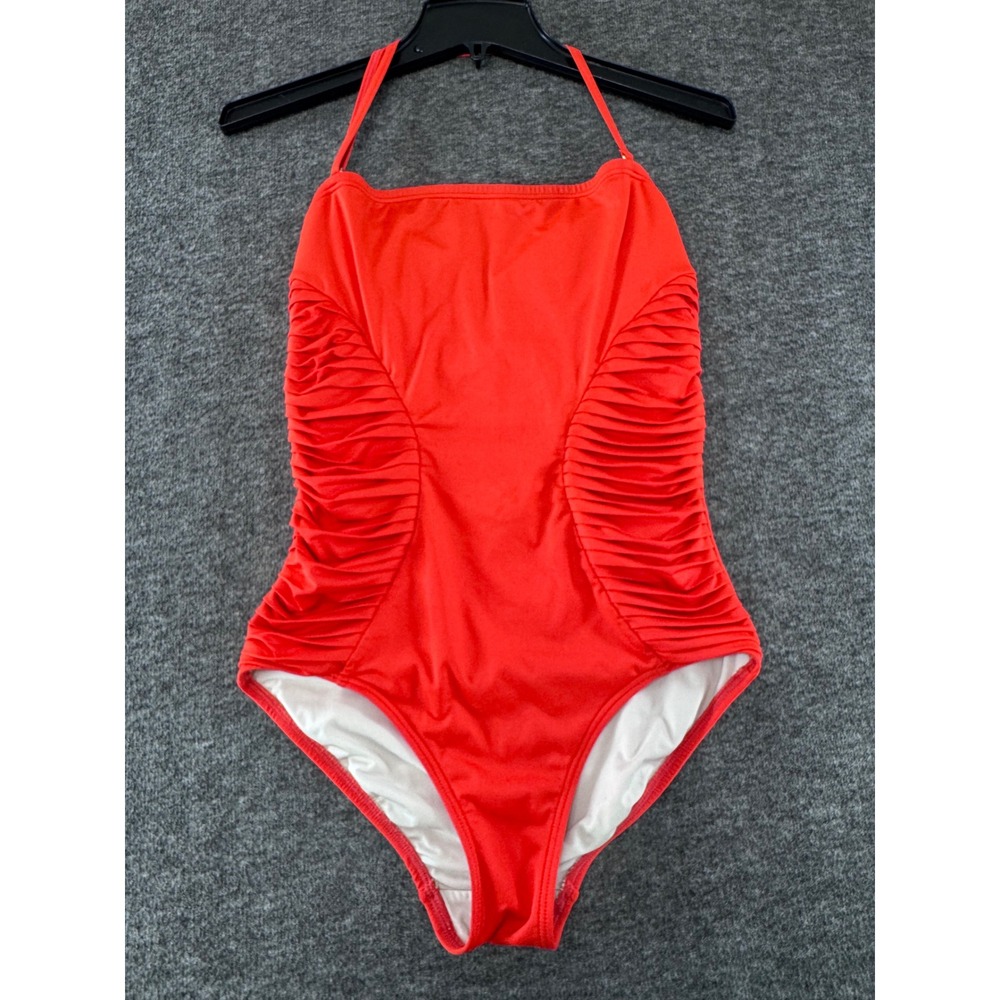 Vince Camuto Swim‎ Red Ruched Halter One Piece Swimsuit